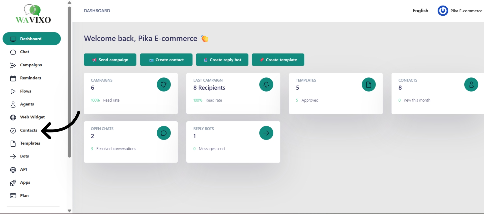 Open contact list in Wavixo
